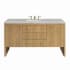 James Martin Vanities Hudson 60" Single Basin Wood Vanity Set with 3cm Victorian Silver Silestone Quartz Vanity Top, Rectangular Sink, USB Port and Electrical Outlet Light Natural Oak