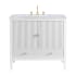 James Martin Vanities Myrrin 36" Single Basin Wood Vanity Set with 3cm Carrara White Marble Vanity Top, Rectangular Sink, USB Port and Electrical Outlet - 8" Faucet Centers Bright White