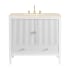 James Martin Vanities Myrrin 36" Single Basin Wood Vanity Set with 3cm Eternal Marfil Silestone Quartz Vanity Top, Rectangular Sink and Outlet - 8" Faucet Centers Bright White