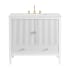 James Martin Vanities Myrrin 36" Single Basin Wood Vanity Set with 3cm Ethereal Noctis Silestone Quartz Vanity Top, Rectangular Sink and Outlet - 8" Faucet Centers Bright White