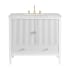 James Martin Vanities Myrrin 36" Single Basin Wood Vanity Set with 3cm Victorian Silver Silestone Quartz Vanity Top, Rectangular Sink and Outlet - 8" Faucet Centers Bright White