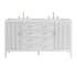 James Martin Vanities Myrrin 60" Double Basin Wood Vanity Set with 3cm Ethereal Noctis Silestone Quartz Vanity Top, Rectangular Sinks and Outlet - 8" Faucet Centers Bright White