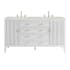 James Martin Vanities Myrrin 60" Double Basin Wood Vanity Set with 3cm Lime Delight Silestone Quartz Vanity Top, Rectangular Sinks and Electrical Outlet - 8" Faucet Centers Bright White