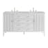 James Martin Vanities Myrrin 60" Double Basin Wood Vanity Set with 3cm Victorian Silver Silestone Quartz Vanity Top and Rectangular Sinks - 8" Faucet Centers Bright White