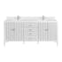 James Martin Vanities Myrrin 72" Double Basin Wood Vanity Set with 3cm White Zeus Silestone Quartz Vanity Top, Rectangular Sinks and Electrical Outlet - Single Faucet Hole Bright White
