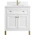 James Martin Vanities Chicago 30" Free Standing Single Basin Vanity Set with Quartz Top and Rectangular Sink Glossy White