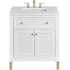 James Martin Vanities Chicago 30" Free Standing Single Basin Vanity Set with Quartz Top and Rectangular Sink Glossy White