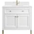 James Martin Vanities Chicago 36" Free Standing Single Basin Vanity Set with Quartz Top and Rectangular Sink Glossy White