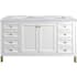 James Martin Vanities Chicago 60" Free Standing Double Basin Vanity Set with Marble Top and Rectangular Sinks Glossy White