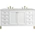 James Martin Vanities Chicago 60" Free Standing Double Basin Vanity Set with Quartz Top and Rectangular Sinks Glossy White