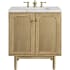 James Martin Vanities Laurent 30" Free Standing or Wall Mounted Single Basin Wood Vanity Set with 3cm Pearl Jasmine Quartz Vanity Top and Rectangular Sink Light Natural Oak