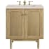James Martin Vanities Laurent 30" Free Standing or Wall Mounted Single Basin Wood Vanity Set with 3cm Eternal Marfil Quartz Vanity Top and Rectangular Sink Light Natural Oak