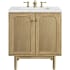 James Martin Vanities Laurent 30" Free Standing or Wall Mounted Single Basin Wood Vanity Set with 3cm Ethereal Noctis Quartz Vanity Top and Rectangular Sink Light Natural Oak
