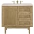 James Martin Vanities Laurent 36" Free Standing or Wall Mounted Single Basin Wood Vanity Set with 3cm Eternal Marfil Quartz Vanity Top and Rectangular Sink Light Natural Oak