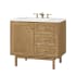 James Martin Vanities Laurent 36" Single Basin Wood Vanity Set with 3cm White Zeus Quartz Vanity Top, Rectangular Sink, USB Port and Electrical Outlet Light Natural Oak