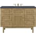 James Martin Vanities Laurent 48" Free Standing or Wall Mounted Single Basin Wood Vanity Set with 3cm Charcoal Soapstone Quartz Vanity Top and Rectangular Sink Light Natural Oak