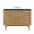 James Martin Vanities Laurent 48" Single Basin Wood Vanity Set with 3cm Parisien Bleu Silestone Quartz Vanity Top, Rectangular Sink, USB Port and Electrical Outlet Light Natural Oak