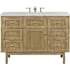 James Martin Vanities Laurent 48" Wall Mounted or Free Standing Single Basin Ash Wood Vanity Set with Eternal Jasmine Pearl Stone Composite Top, Rectangular SinkFreePower Light Natural Oak