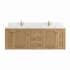 James Martin Vanities Laurent 72" Wall Mounted or Free Standing Double Basin Hardwood Vanity Set with 3cm Quartz Top, Rectangular Sinks, USB Port(s), and Electrical Outlet(s) Light Natural Oak