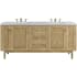 James Martin Vanities Laurent 72" Free Standing or Wall Mounted Double Basin Wood Vanity Set with 3cm Carrara White Natural Stone Vanity Top and Rectangular Sinks Light Natural Oak