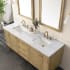 James Martin Vanities Laurent 72" Free Standing or Wall Mounted Double Basin Ash Wood Vanity Cabinet Only with USB Port and Electrical Outlet Light Natural Oak