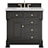 James Martin Vanities Brookfield 36" Free Standing Single Basin Vanity Set with Marble Top and Rectangular Sink Black Onyx