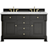 James Martin Vanities Brookfield 60" Free Standing Double Basin Vanity Set with Solid Surface Top and Rectangular Sinks Black Onyx