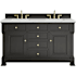 James Martin Vanities Brookfield 60" Free Standing Double Basin Vanity Set with Quartz Top and Rectangular Sinks Black Onyx