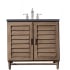 James Martin Vanities Portland 36" Free Standing Single Basin Vanity Set with Birch and Poplar Cabinet, and Charcoal Soapstone Quartz Vanity Top Whitewashed Walnut