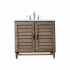 James Martin Vanities Portland 36" Single Basin Wood Vanity Set with 3cm Victorian Silver Silestone Quartz Vanity Top and Rectangular Sink Whitewashed Walnut