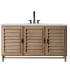 James Martin Vanities Portland 60" Free Standing Single Basin Hardwood Vanity Set with 3 cm Ethereal Noctis Quartz Vanity Top, Rectangular Sink, USB Port and Electrical Outlet Whitewashed Walnut