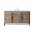 James Martin Vanities Portland 60" Single Basin Wood Vanity Set with 3cm Victorian Silver Silestone Quartz Vanity Top, Rectangular Sink, USB Port and Electrical Outlet Whitewashed Walnut