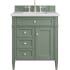 James Martin Vanities Brittany 30" Single Basin Poplar Wood Vanity Set with 3 cm Arctic Fall Solid Surface Vanity Top and Rectangular Sink Smokey Celadon