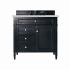 James Martin Vanities Brittany 36" Single Basin Poplar Wood Vanity Set with 3cm Lime Delight Silestone Quartz Vanity Top and Rectangular Sink Black Onyx