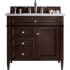 James Martin Vanities Brittany 36" Single Basin Poplar Wood Vanity Set with 3 cm Carrara White Natural Stone Vanity Top and Rectangular Sink Burnished Mahogany