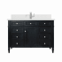 James Martin Vanities Brittany 48" Single Basin Poplar Wood Vanity Set with 3cm White Zeus Silestone Quartz Vanity Top, Backsplash and Rectangular Sink Black Onyx