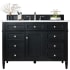 James Martin Vanities Brittany 48" Single Basin Poplar Wood Vanity Set with 3 cm Carrara White Natural Stone Vanity Top and Rectangular Sink Black Onyx