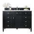 James Martin Vanities Brittany 48" Single Basin Poplar Wood Vanity Set with 3cm White Zeus Quartz Vanity Top and Rectangular Sink Black Onyx