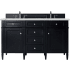 James Martin Vanities Brittany 60" Double Basin Poplar Wood Vanity Set with 3 cm Ethereal Noctis Quartz Vanity Top and Rectangular Sinks Black Onyx