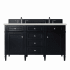 James Martin Vanities Brittany 60" Double Basin Poplar Wood Vanity Set with 3cm Lime Delight Silestone Quartz Vanity Top and Rectangular Sinks Black Onyx