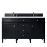 James Martin Vanities Brittany 60" Double Basin Poplar Wood Vanity Set with 3cm White Zeus Quartz Vanity Top and Rectangular Sinks Black Onyx