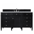 James Martin Vanities Brittany 60" Single Basin Poplar Wood Vanity Set with 3 cm Carrara White Natural Stone Vanity Top and Rectangular Sink Black Onyx