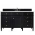 James Martin Vanities Brittany 60" Single Basin Poplar Wood Vanity Set with 3 cm Ethereal Noctis Quartz Vanity Top and Rectangular Sink Black Onyx