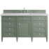 James Martin Vanities Brittany 60" Single Basin Poplar Wood Vanity Set with 3 cm Arctic Fall Solid Surface Vanity Top and Rectangular Sink Smokey Celadon