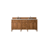 James Martin Vanities Brittany 72" Double Basin Poplar Wood Vanity Set with 3cm White Zeus Quartz Vanity Top and Rectangular Sinks Saddle Brown