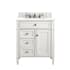 James Martin Vanities Brittany 30" Single Basin Poplar Wood Vanity Set with 3cm White Zeus Quartz Vanity Top and Rectangular Sink Bright White