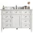 James Martin Vanities Brittany 48" Single Basin Poplar Wood Vanity Set with 3 cm Pearl Jasmine Quartz Vanity Top and Rectangular Sink Bright White