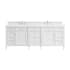 James Martin Vanities Brittany 84" Double Basin Poplar Wood Vanity Set with 3cm White Zeus Silestone Quartz Vanity Top, Rectangular Sinks and USB Port - 8" Faucet Centers Bright White