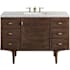 James Martin Vanities Amberly 48" Wall Mounted or Free Standing Single Basin Vanity Set with Eternal Jasmine Pearl Stone Composite Top, Rectangular SinkFreePower Mid-Century Walnut