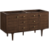 James Martin Vanities Amberly 60" Free Standing or Wall Mounted Double Basin Rubberwood Vanity Cabinet Only with USB Port and Electrical Outlet Mid-Century Walnut